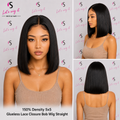 150% Density 5x5 Glueless Lace Closure Bob Wig Straight