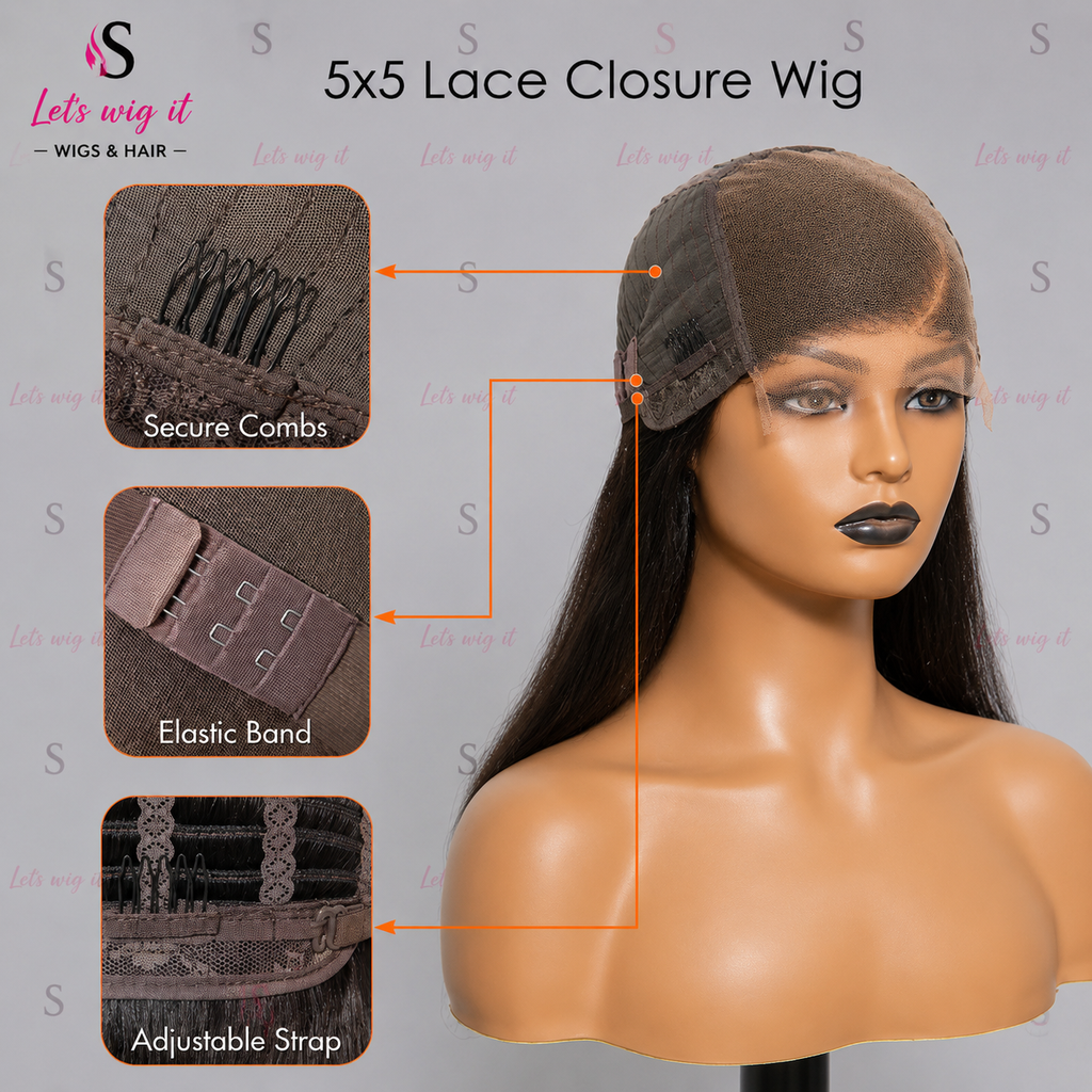 180% Density 5x5 Glueless Lace Closure Wig Straight