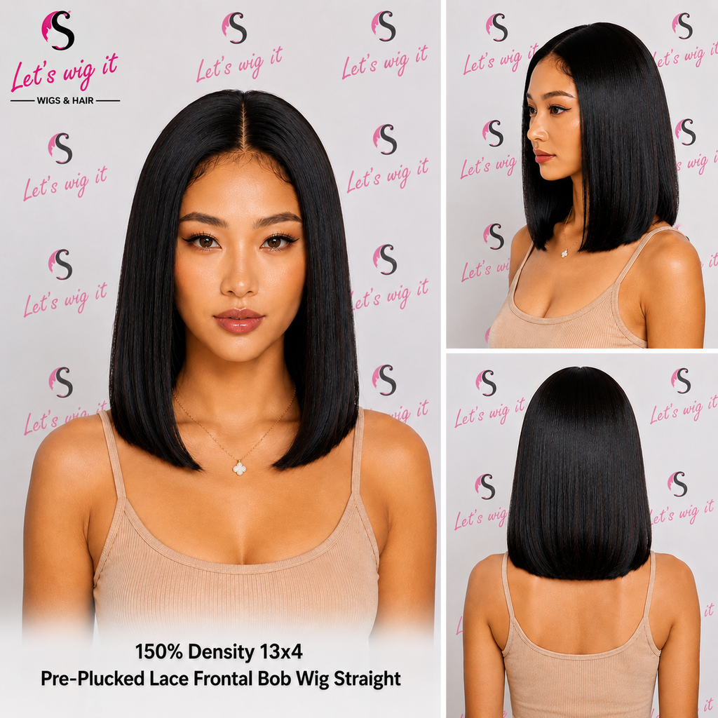 150% Density 13x4 Pre-Plucked Lace Frontal Bob Wig Straight