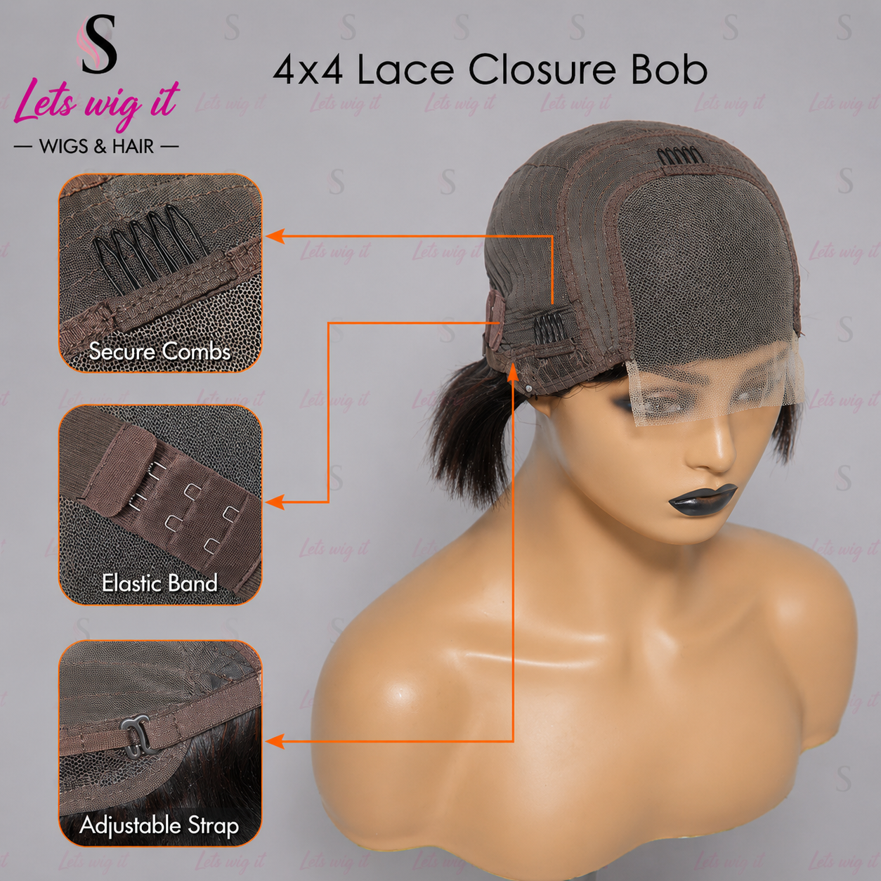 150% Density 4x4 8 Inches Side Part Lace Closure Bob Wig Straight