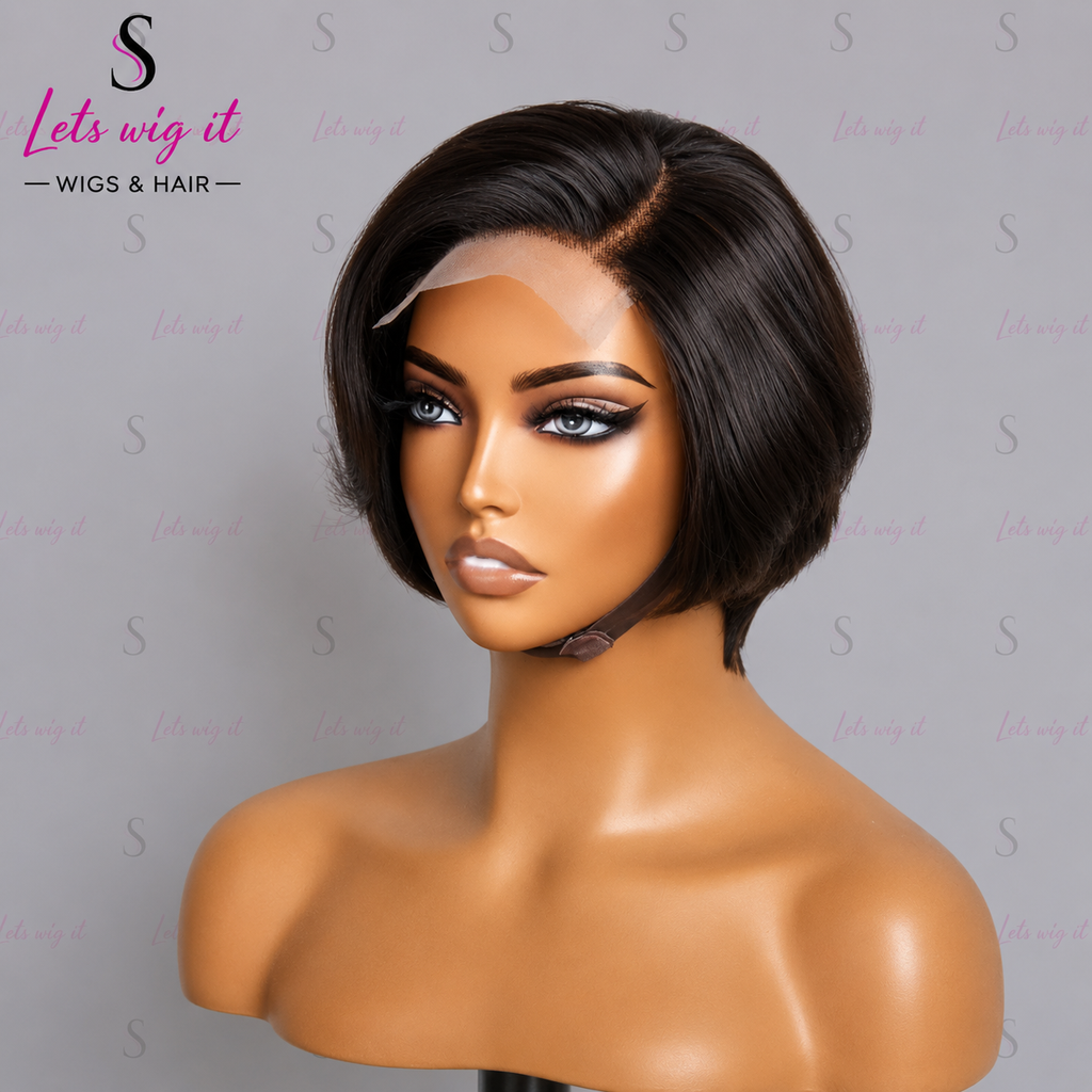 150% Density 4x4 8 Inches Side Part Lace Closure Bob Wig Straight