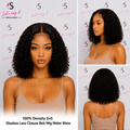 150% Density 5x5 Glueless Lace Closure Bob Wig Water Wave