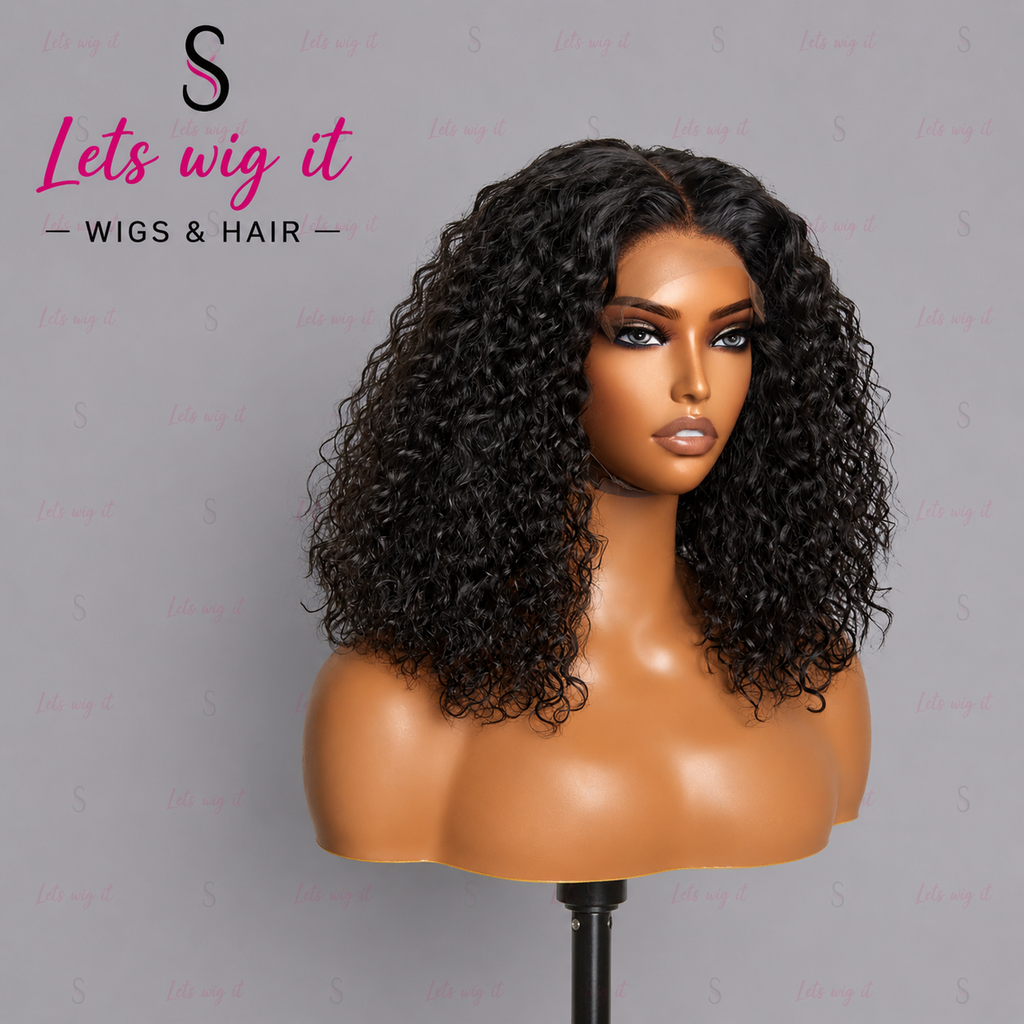 150% Density 5x5 Glueless Lace Closure Bob Wig Water Wave