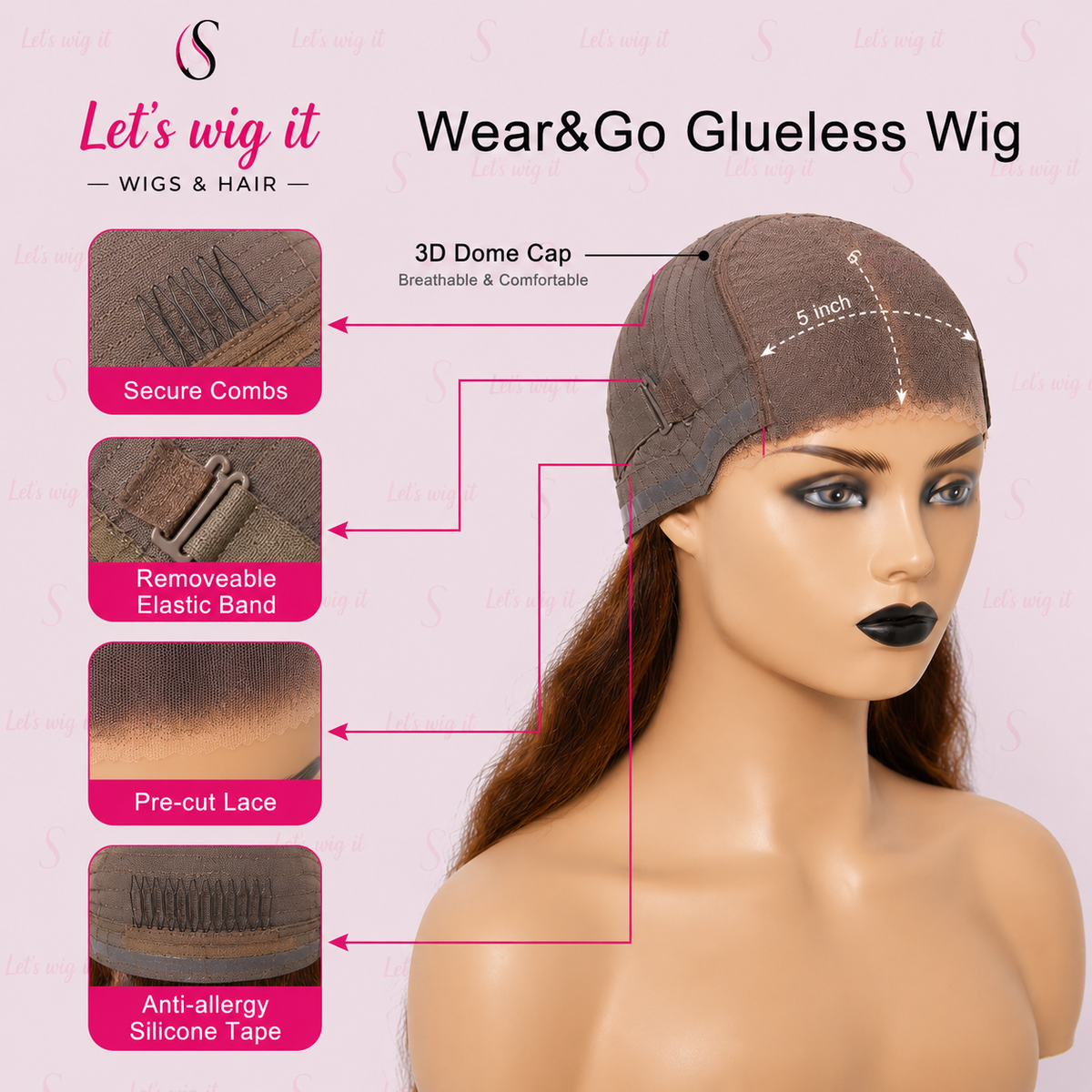 Wear And Go Glueless 150% Density 5x5 Lace Closure Wig #4/27 Body Wave