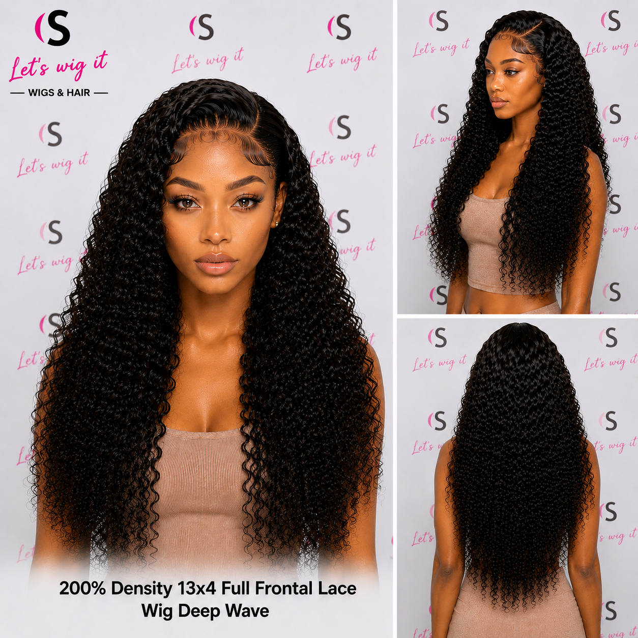 200% Density 13x4 Full Frontal Lace Wig Deep Wave