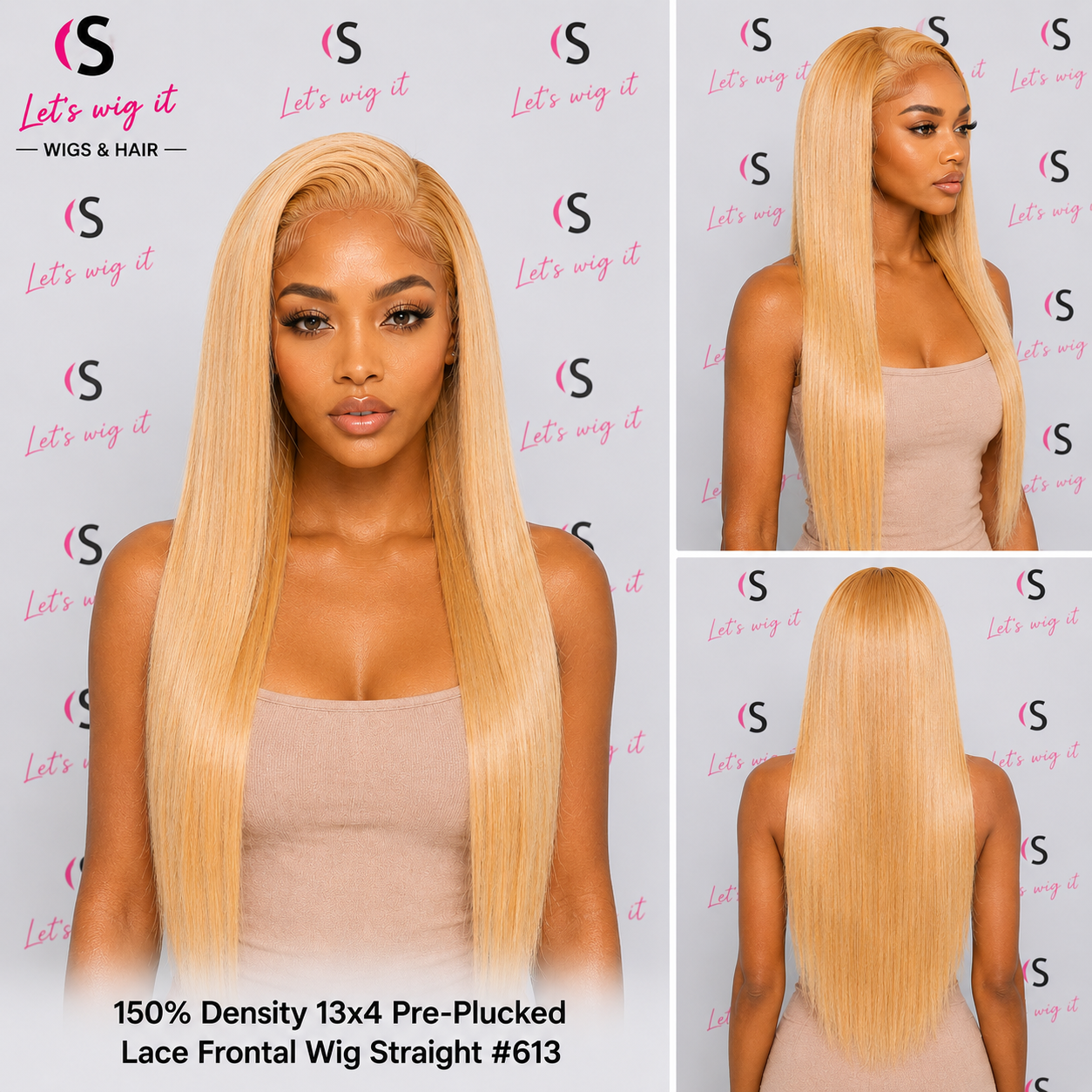 150% Density 13x4 Pre-Plucked Lace Frontal Wig Straight #613
