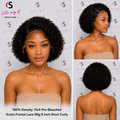 150% Density 13x4 Pre-Bleached Knots Frontal Lace Wig 8 Inch Short Curly