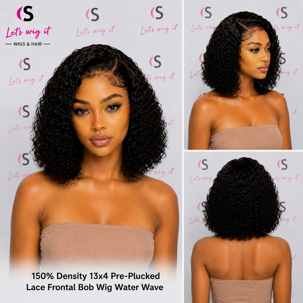 150% Density 13x4 Pre-Plucked Lace Frontal Bob Wig Water Wave