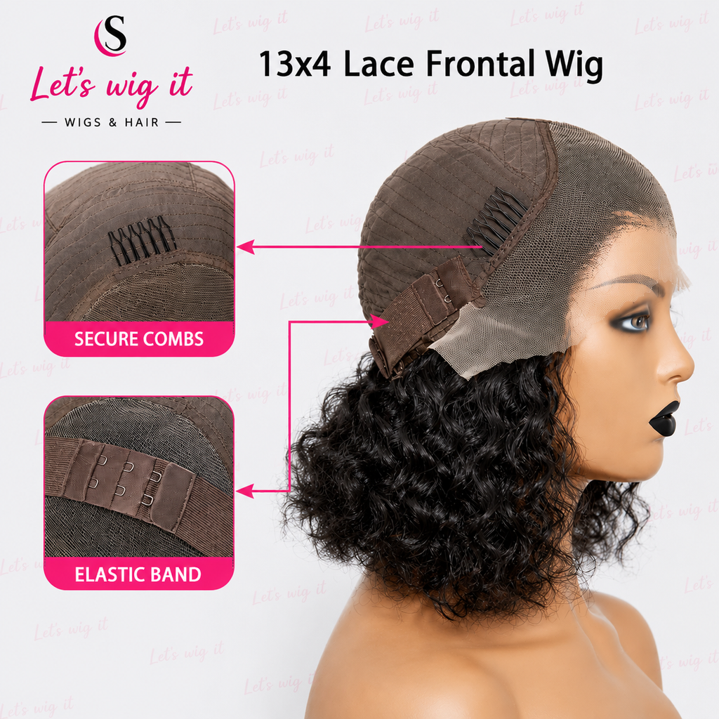 150% Density 13x4 Pre-Plucked Lace Frontal Bob Wig Water Wave
