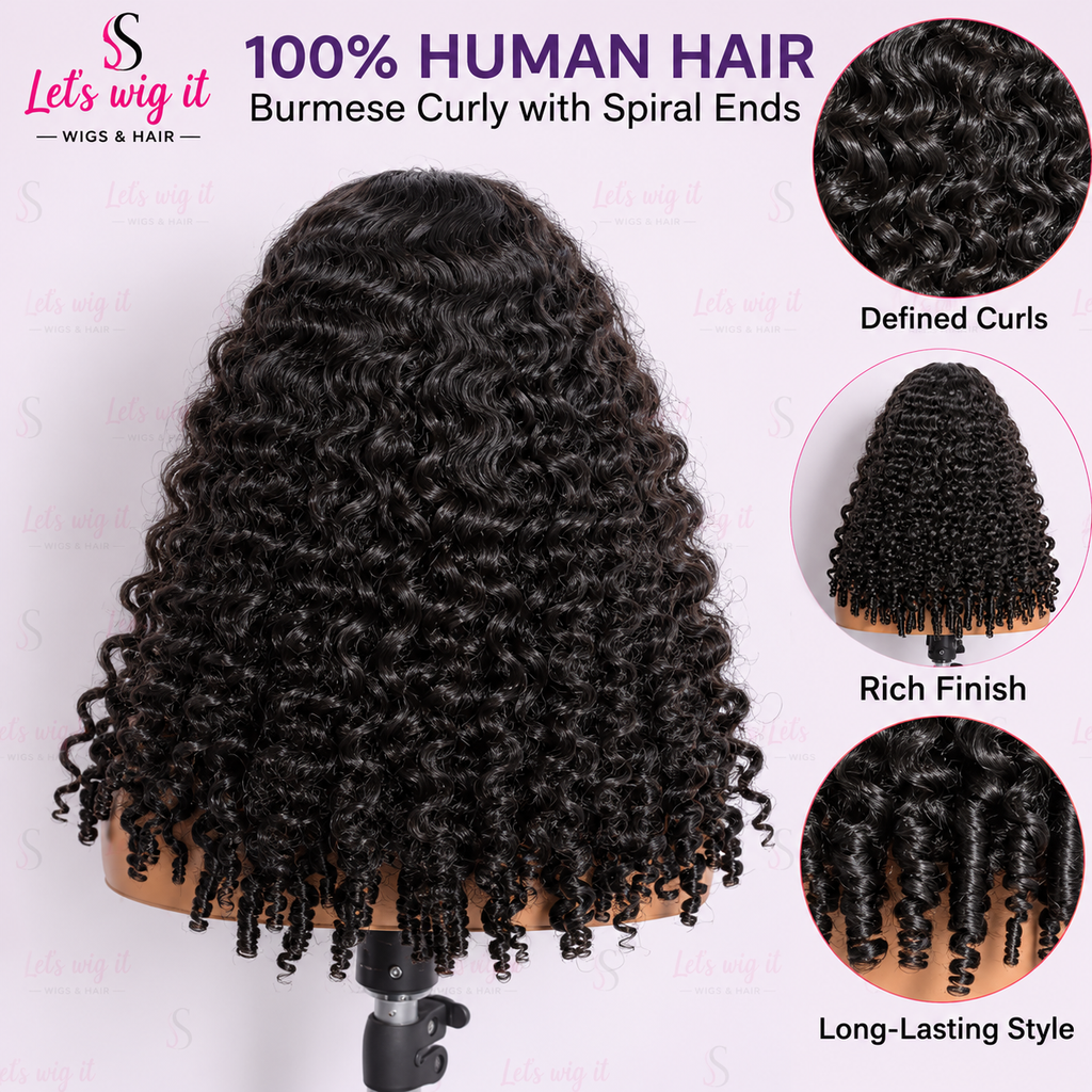 150% Density 13x6 Glueless 3D Cap Pre-Bleached Lace Frontal Wig Burmese Curly