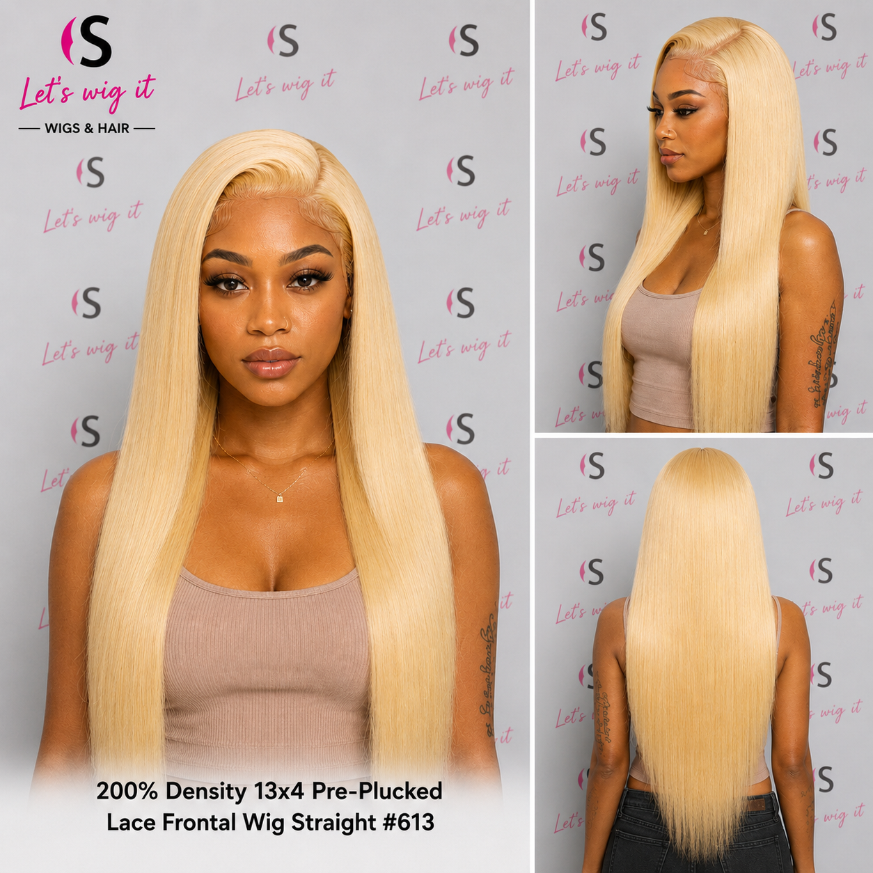 200% Density 13x4 Pre-Plucked Lace Frontal Wig Straight #613