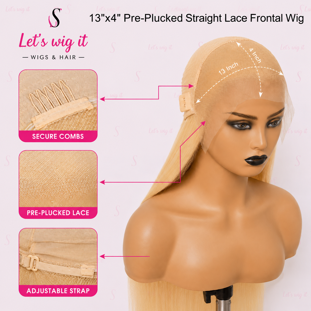 200% Density 13x4 Pre-Plucked Lace Frontal Wig Straight #613