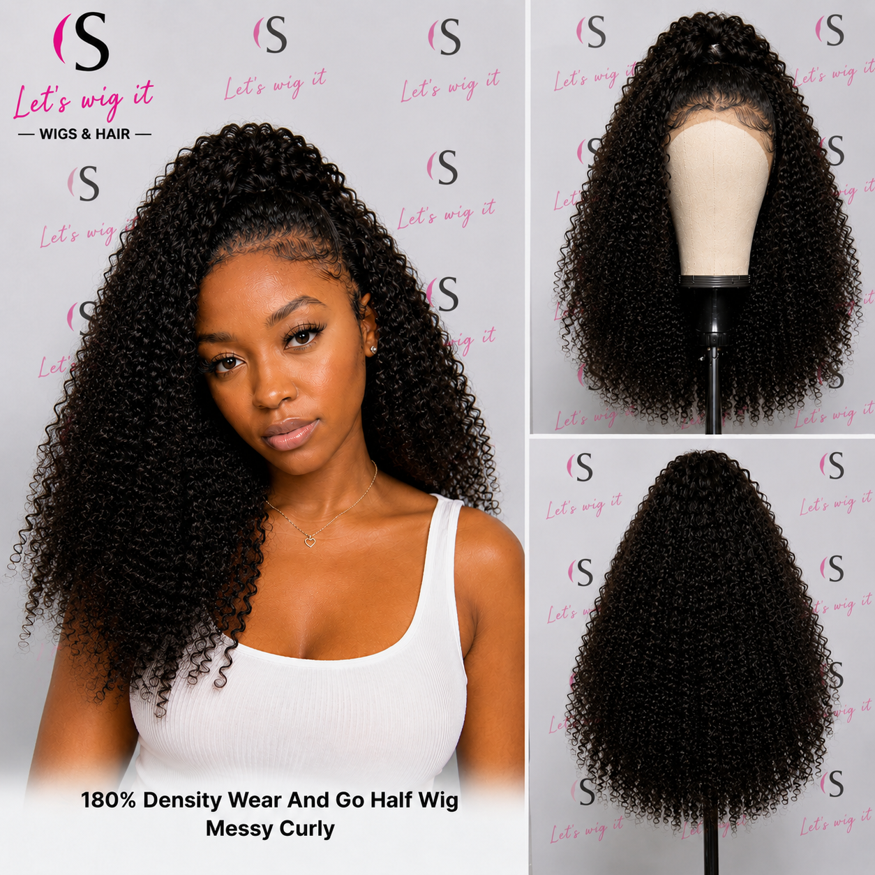 Wear And Go 180% Density Half Wig Messy Curly
