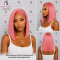 150% Density 13x4 Pre-Plucked Lace Frontal Bob Wig Straight #Pink