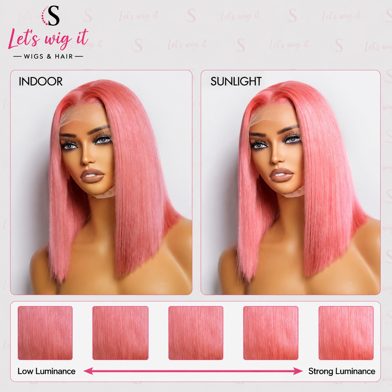 150% Density 13x4 Pre-Plucked Lace Frontal Bob Wig Straight #Pink