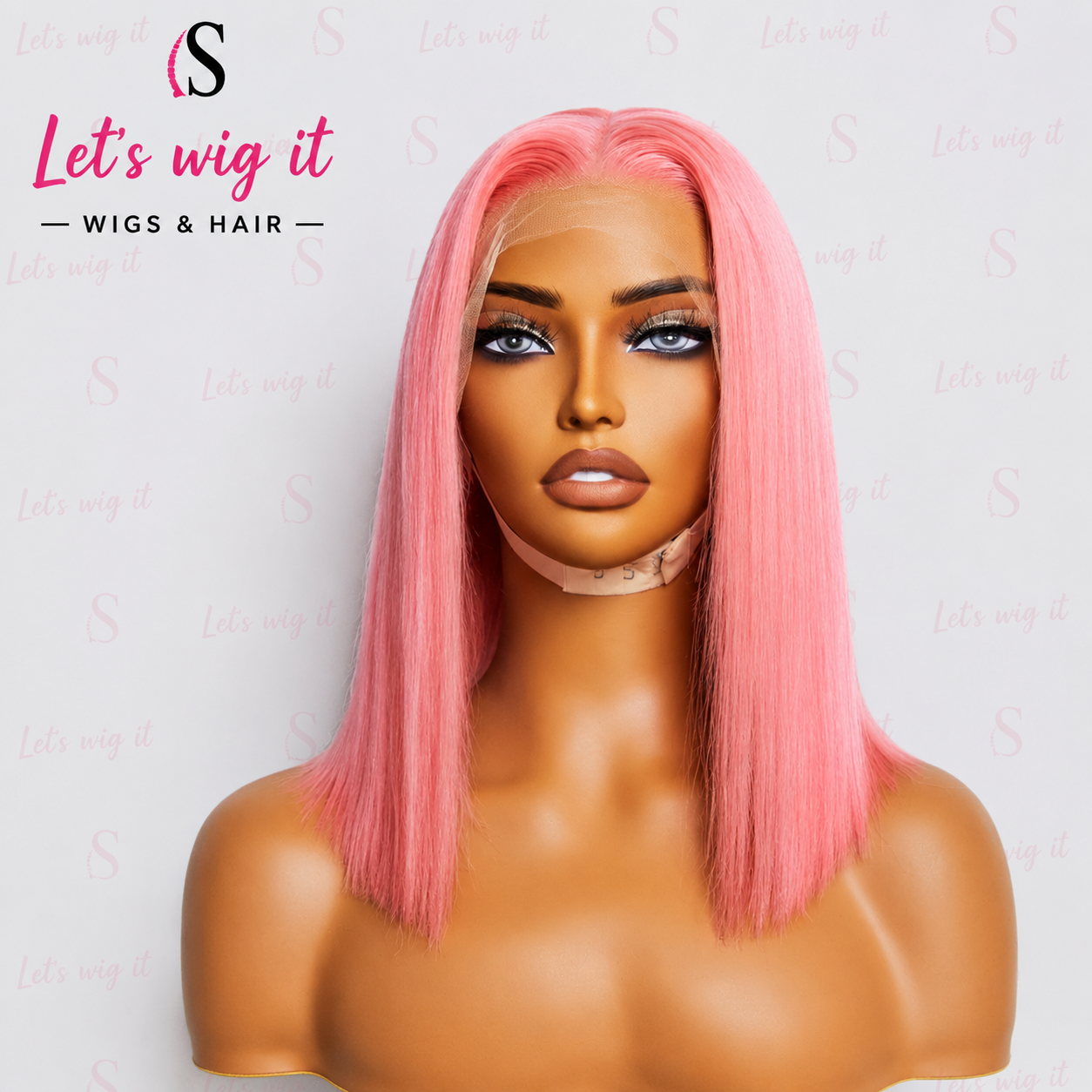 150% Density 13x4 Pre-Plucked Lace Frontal Bob Wig Straight #Pink