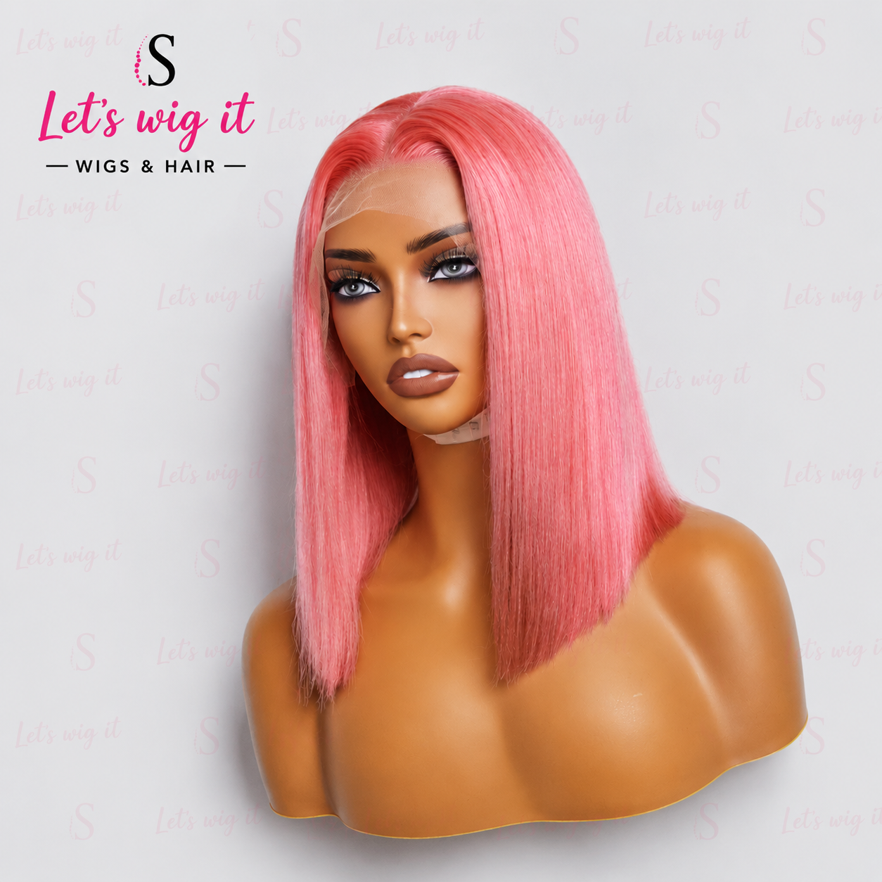 150% Density 13x4 Pre-Plucked Lace Frontal Bob Wig Straight #Pink
