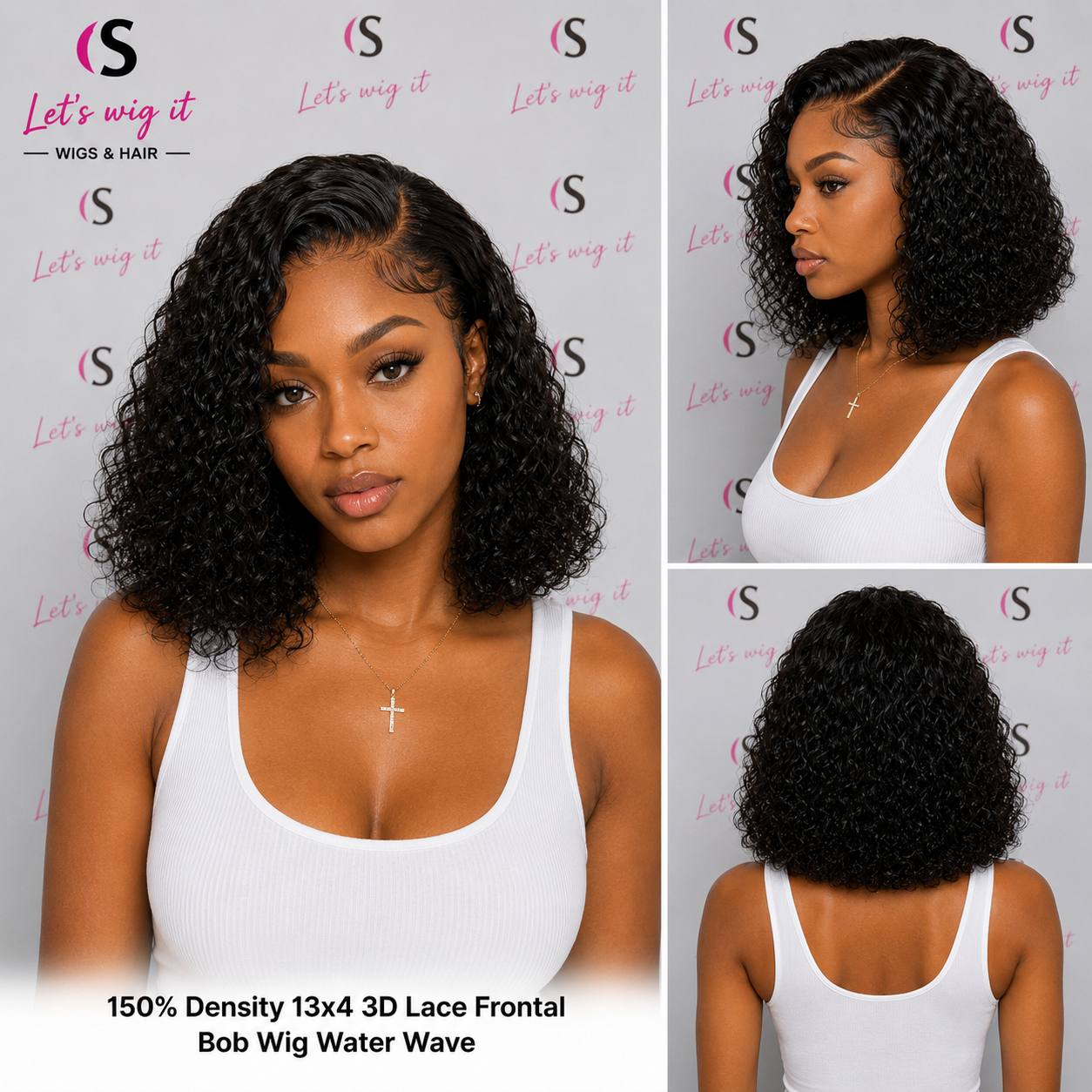 150% Density 13x4 3D Lace Frontal Bob Wig Water Wave
