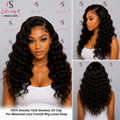 150% Density 13x6 Glueless 3D Cap Pre-Bleached Lace Frontal Wig Loose Deep