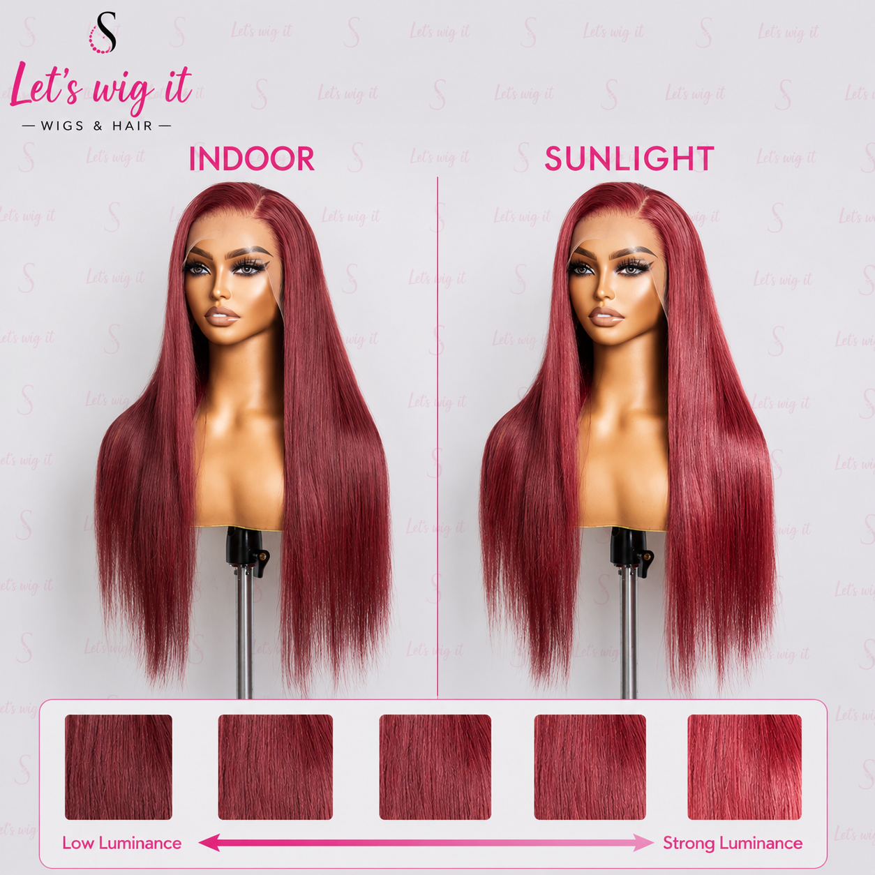 150% Density 13x4 Pre-Plucked Free Part Lace Frontal Wig Straight Burgundy