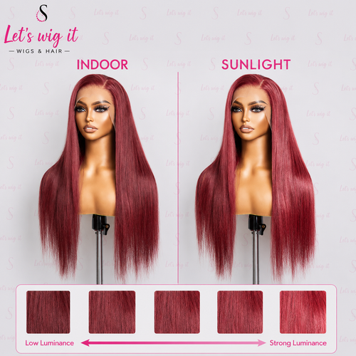 150% Density 13x4 Pre-Plucked Free Part Lace Frontal Wig Straight Burgundy