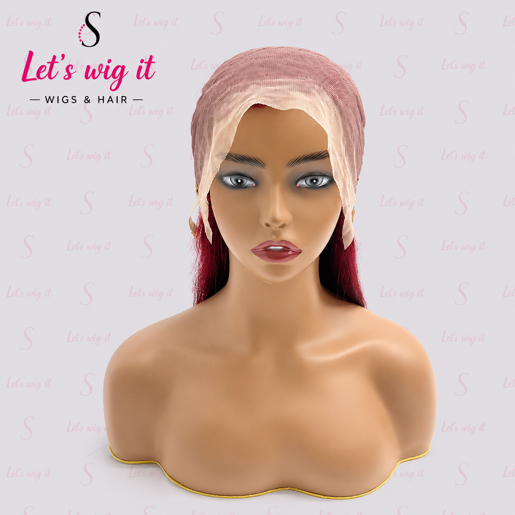 150% Density 13x4 Pre-Plucked Free Part Lace Frontal Wig Straight Burgundy