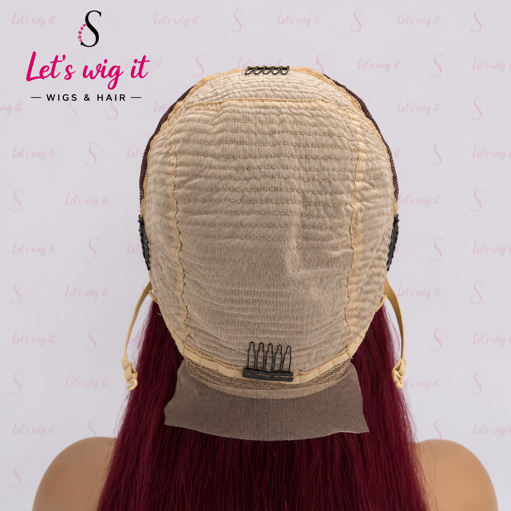 150% Density 13x4 Pre-Plucked Free Part Lace Frontal Wig Straight Burgundy