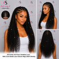 26 Inches 4x4 Faux Goddess Locs With Curls Braids Lace Closure Wig 200% Density