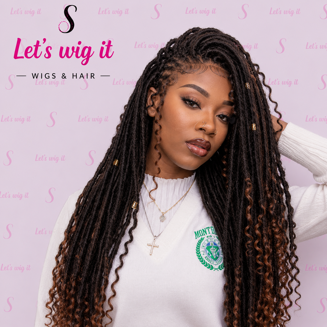 26 Inches 4x4 Deep Curls Ends Boho Goddess Locs Lace Closure Wig 200% Density
