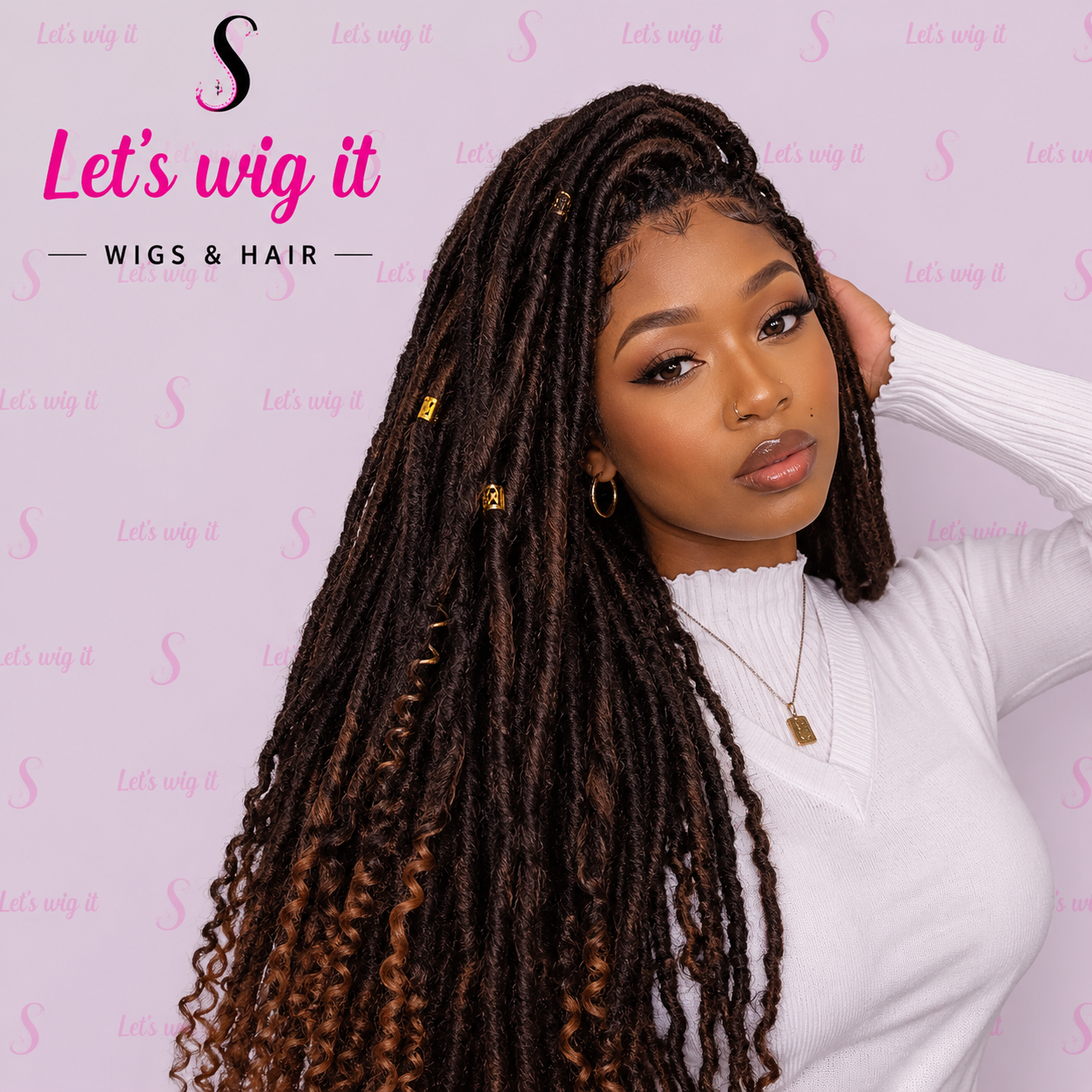 26 Inches 4x4 Deep Curls Ends Boho Goddess Locs Lace Closure Wig 200% Density