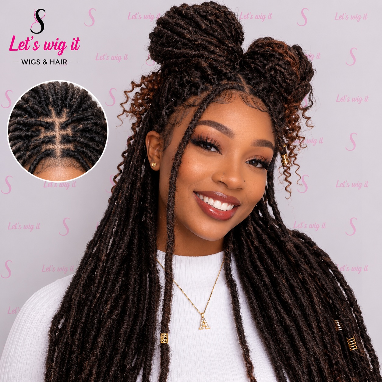 26 Inches 4x4 Deep Curls Ends Boho Goddess Locs Lace Closure Wig 200% Density