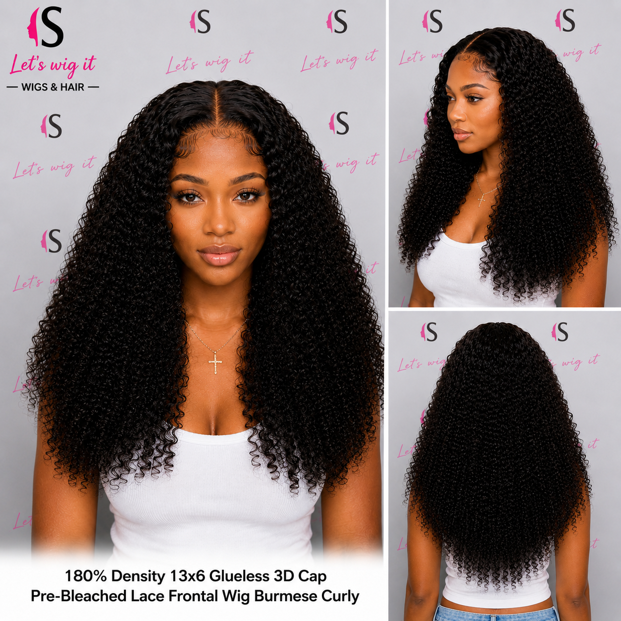180% Density 13x6 Glueless 3D Cap Pre-Bleached Lace Frontal Wig Burmese Curly