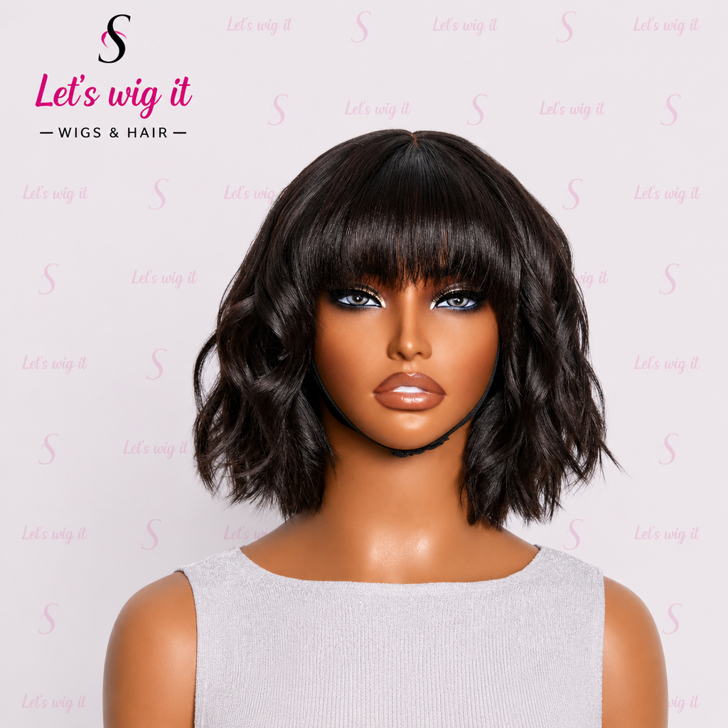 150% Density Put On And Go Layered Cut Minimalist Lace Bob Wig Yaki Straight 10 Inch