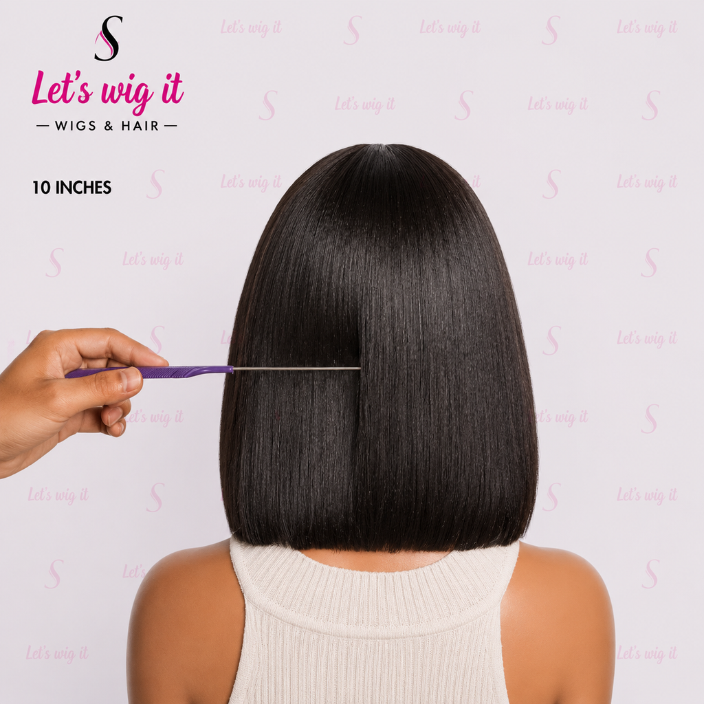150% Density Put On And Go Layered Cut Minimalist Lace Bob Wig Yaki Straight 10 Inch