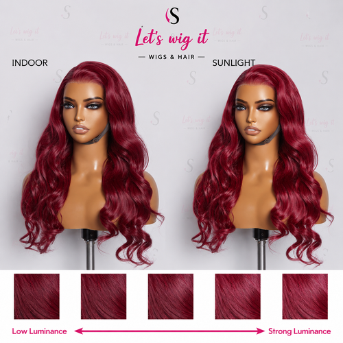 150% Density 13x4 Pre-Plucked Free Part Lace Frontal Wig Body Wave 24 Inches Burgundy
