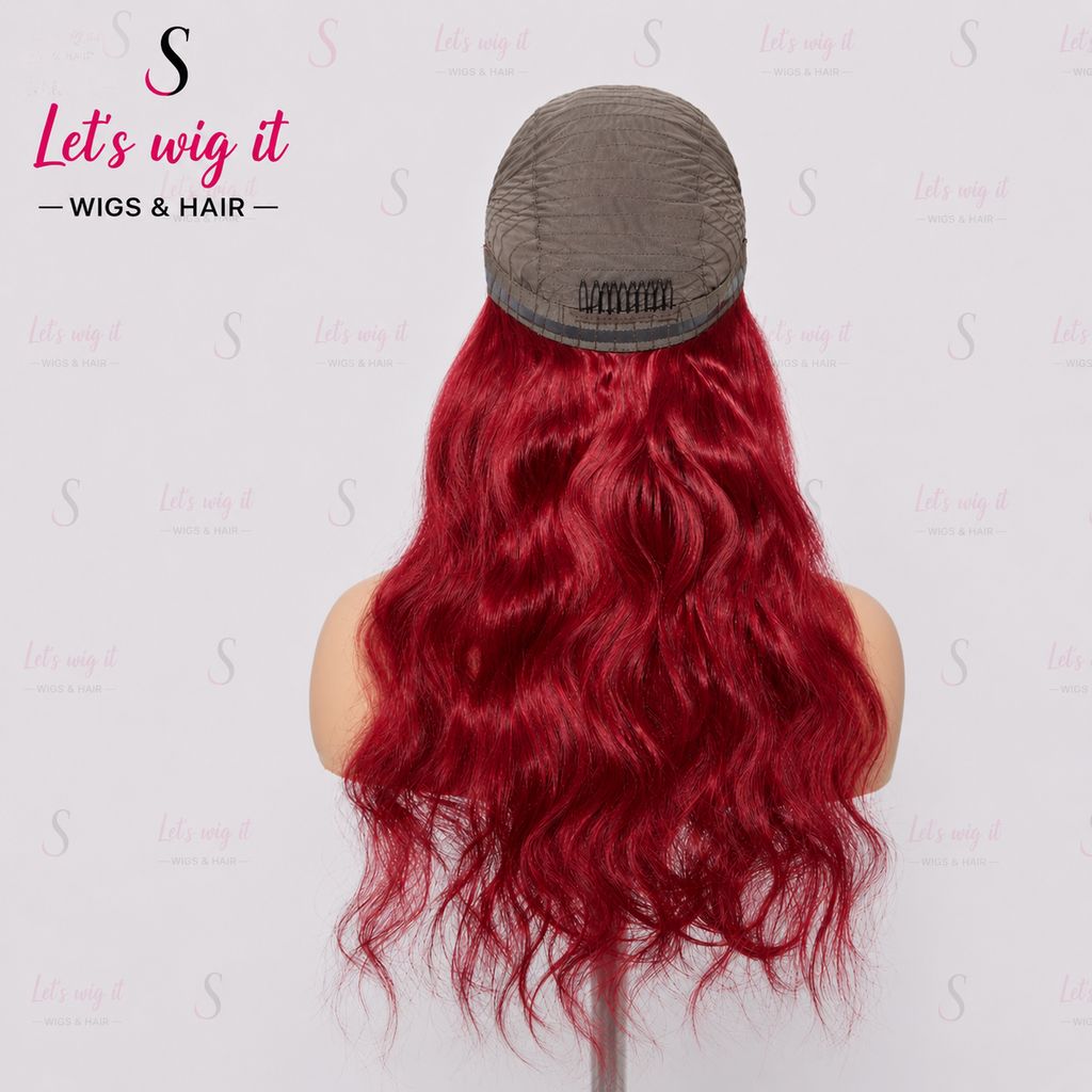 150% Density 13x4 Pre-Plucked Free Part Lace Frontal Wig Body Wave 24 Inches Burgundy