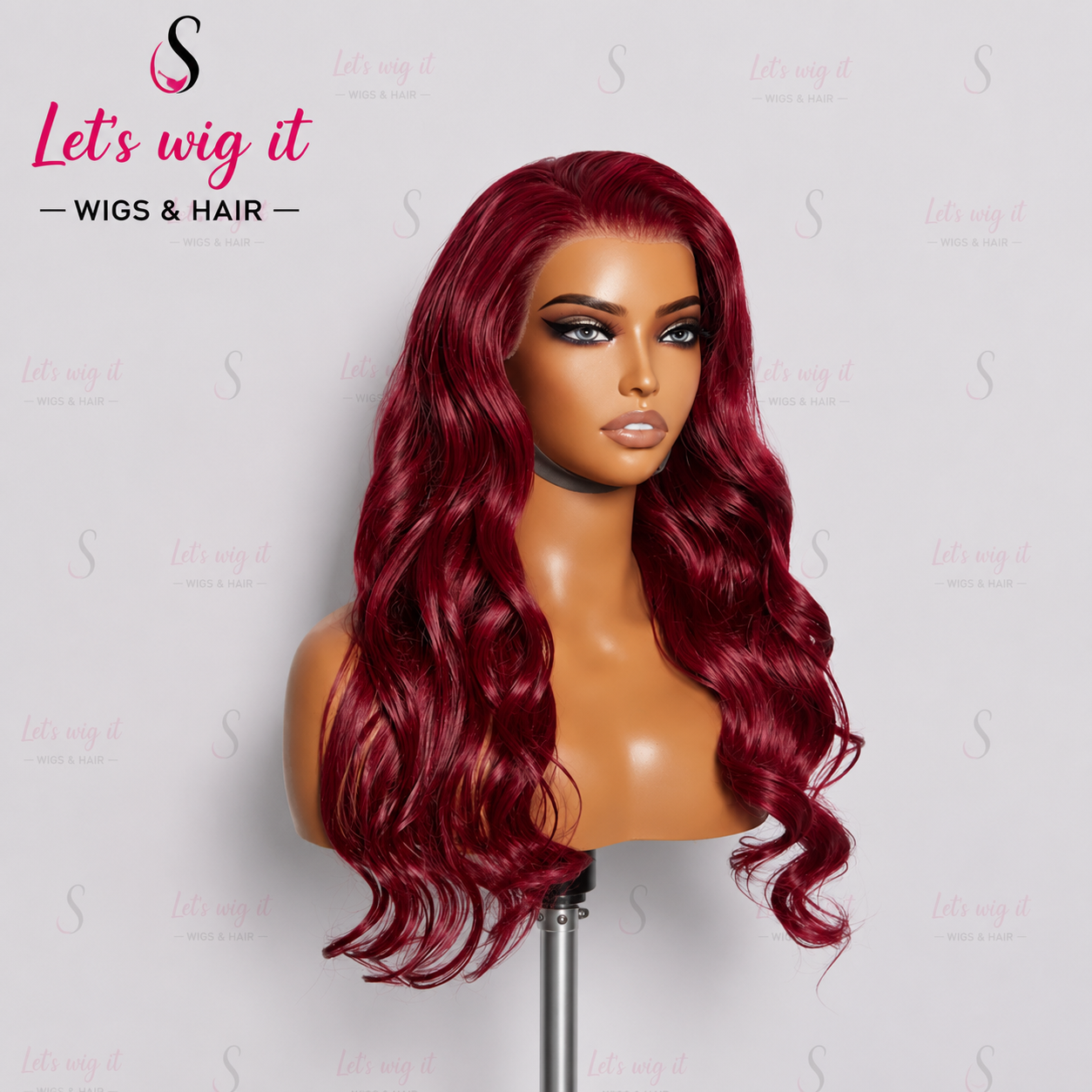 150% Density 13x4 Pre-Plucked Free Part Lace Frontal Wig Body Wave 24 Inches Burgundy