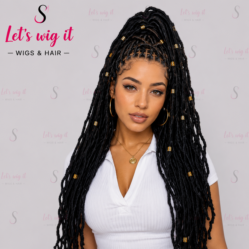 30 Inches 4x4 Boho Goddess Faux Locs Lace Closure Wig 200% Density