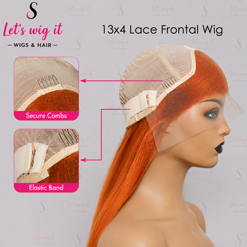 150% Density 13x4 Pre-Plucked Free Part Lace Frontal Wig Straight Ginger