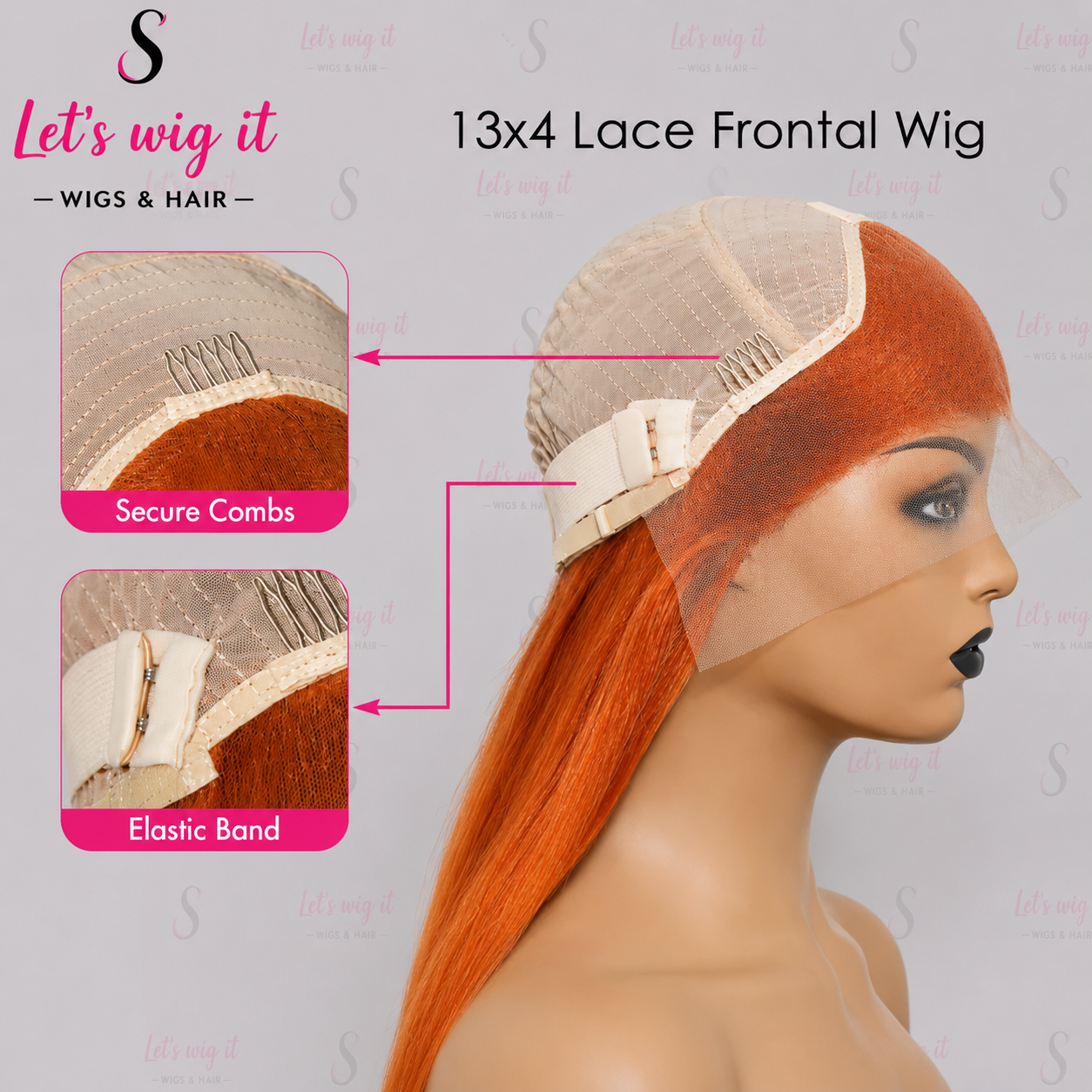 150% Density 13x4 Pre-Plucked Free Part Lace Frontal Wig Straight Ginger