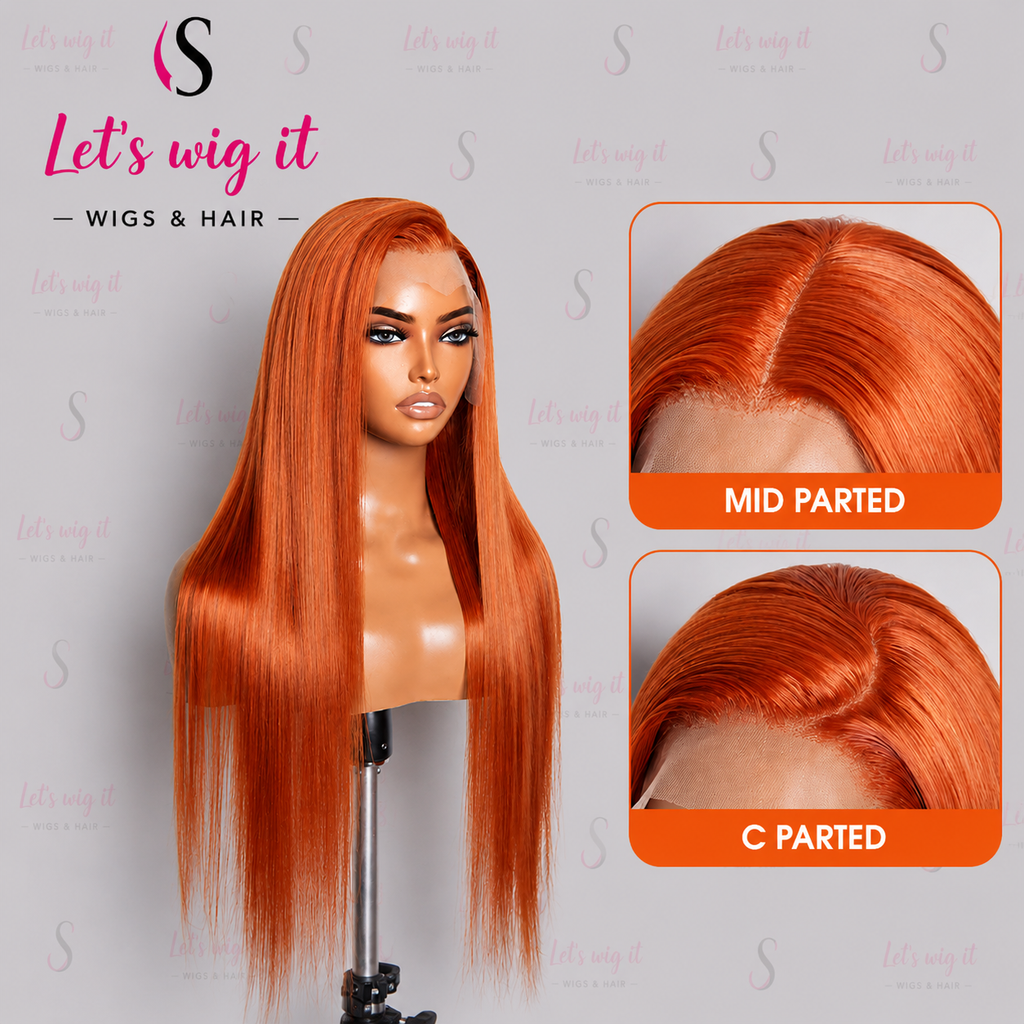150% Density 13x4 Pre-Plucked Free Part Lace Frontal Wig Straight Ginger