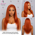 150% Density 13x4 Pre-Plucked Free Part Lace Frontal Wig Straight Ginger