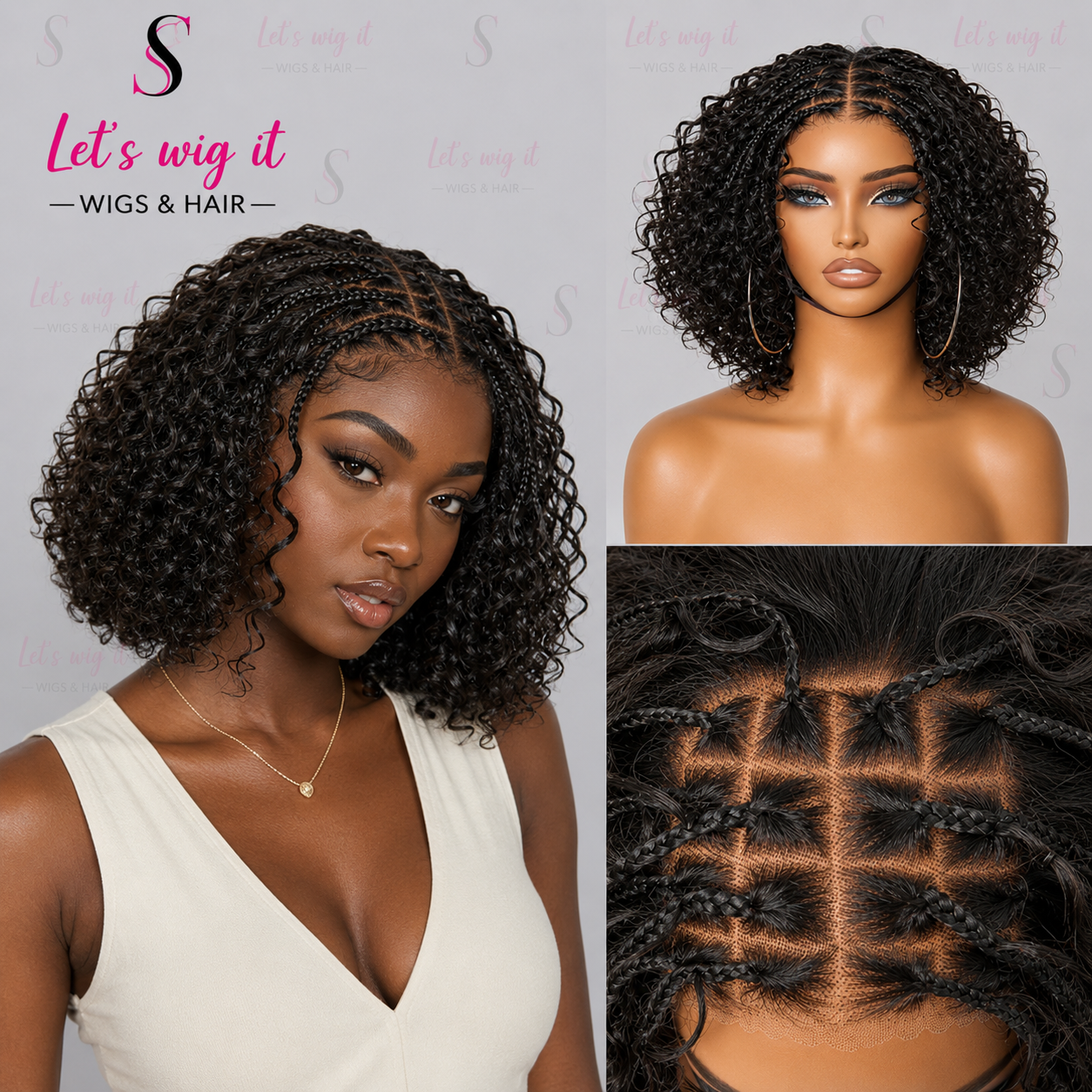 150% Density 5x5 Closure Lace With Boho Braids Pre-Cut Glueless Top Human Hair Wig