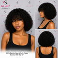 200% Density Natural Curly Fringe Glueless Bob Wig 10 Inch