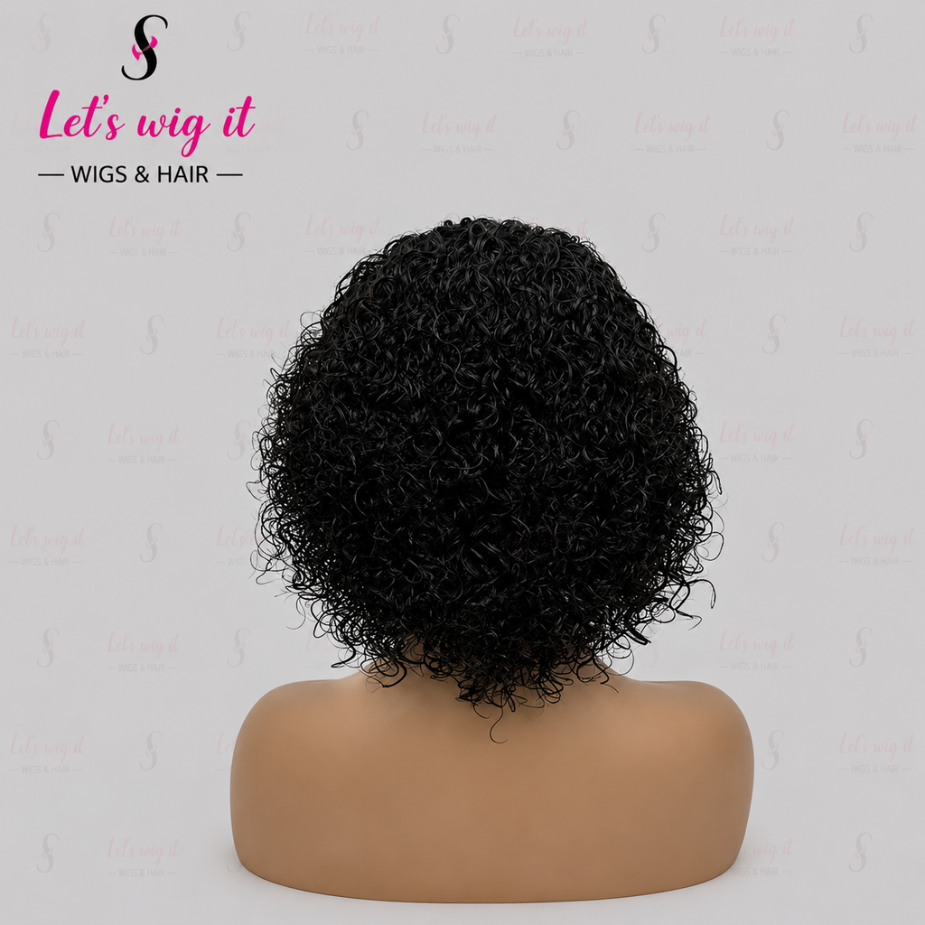 200% Density Natural Curly Fringe Glueless Bob Wig 10 Inch