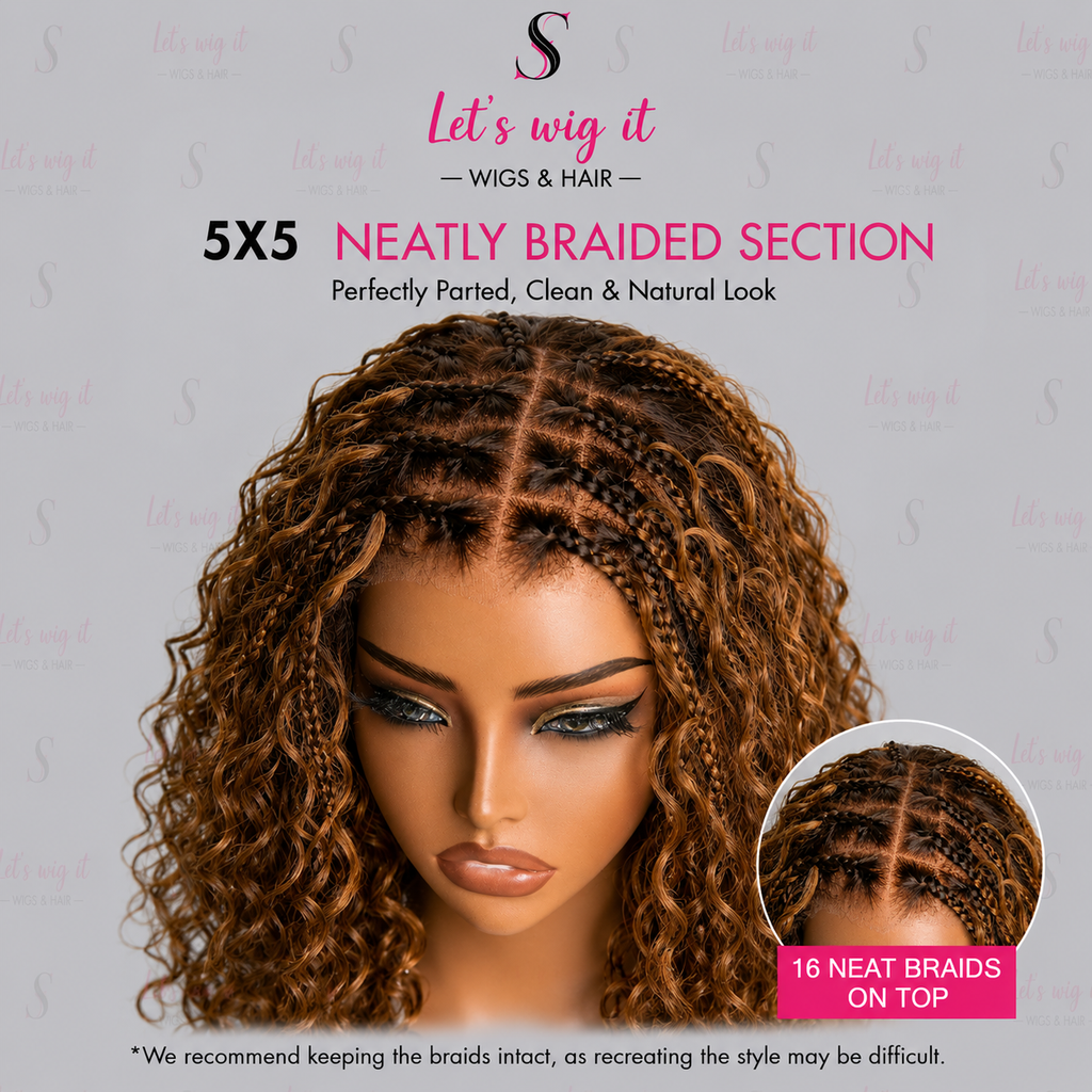 150% Density 5x5 Closure Lace With Boho Braids Pre-Cut Glueless Lace Wig