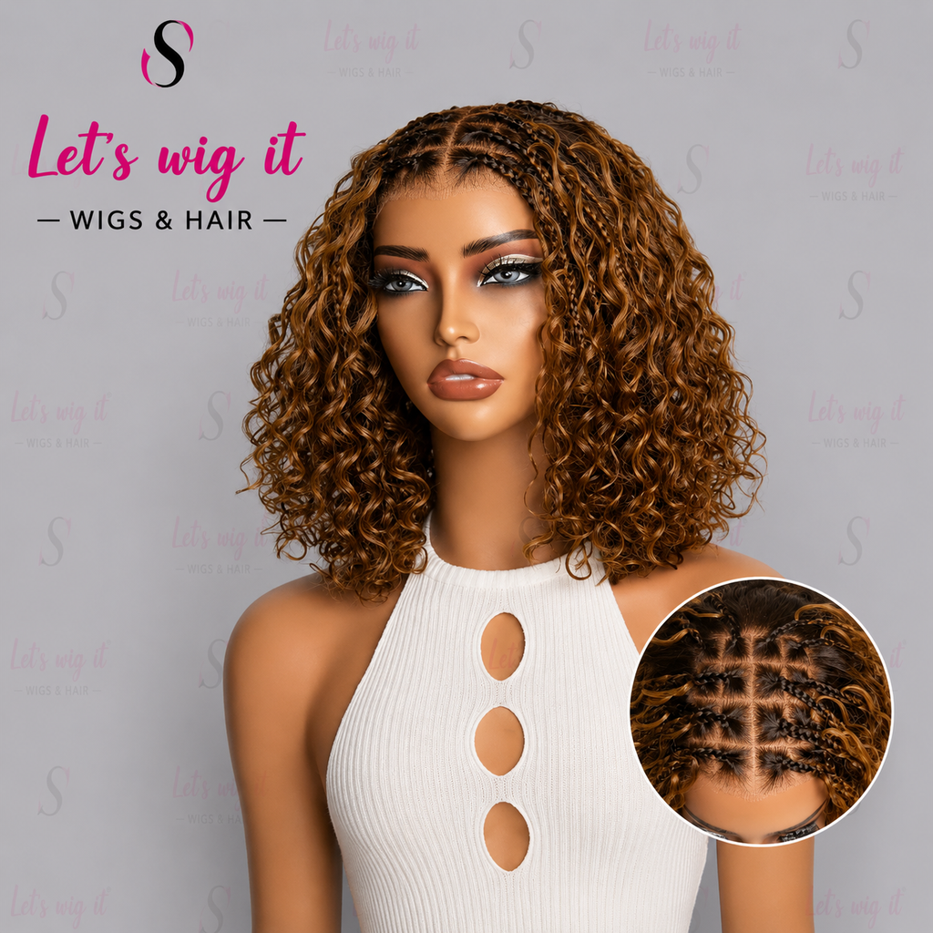 150% Density 5x5 Closure Lace With Boho Braids Pre-Cut Glueless Lace Wig