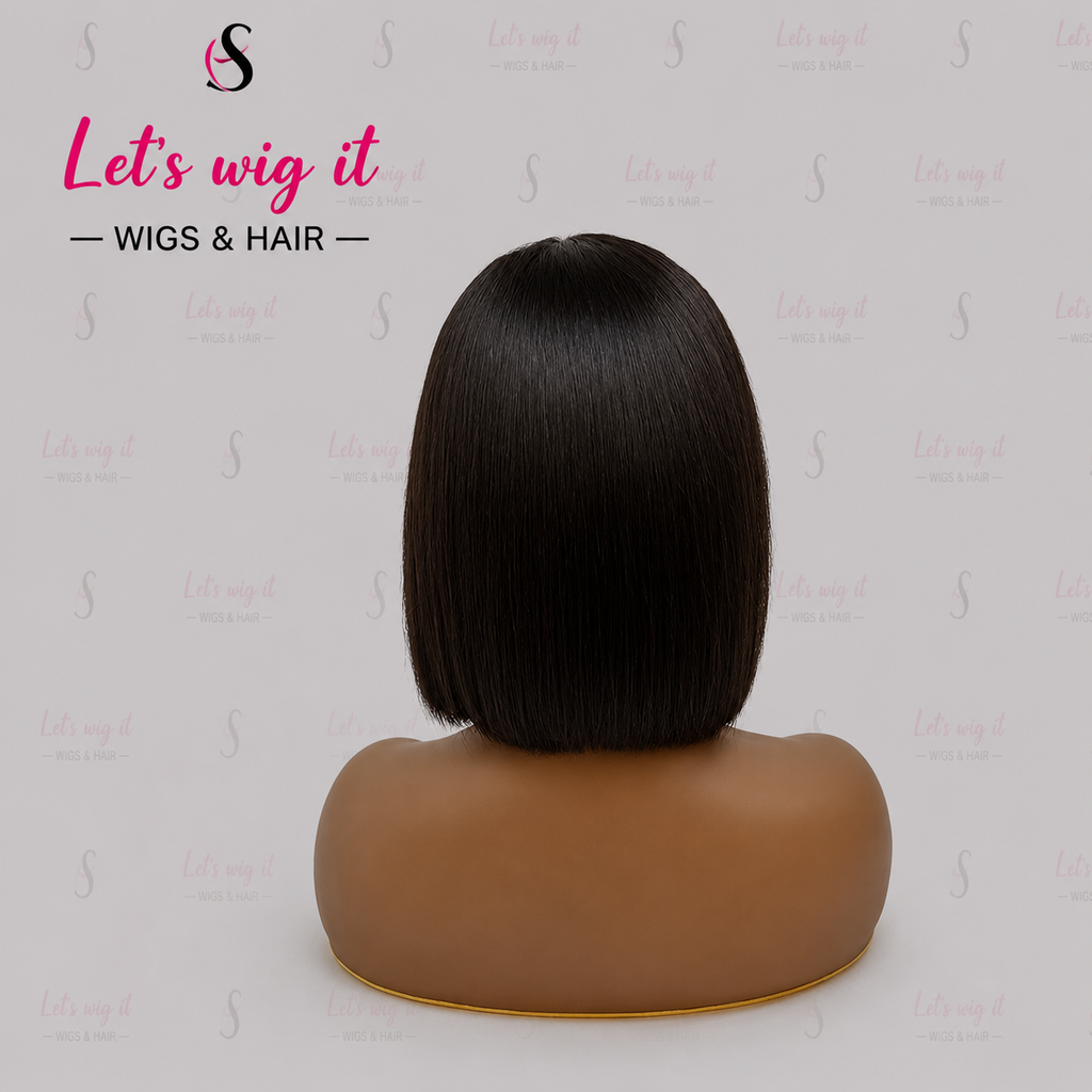 8 Inches Double Drawn Blunt Cut 13x4 Asymmetrical Bob Wig