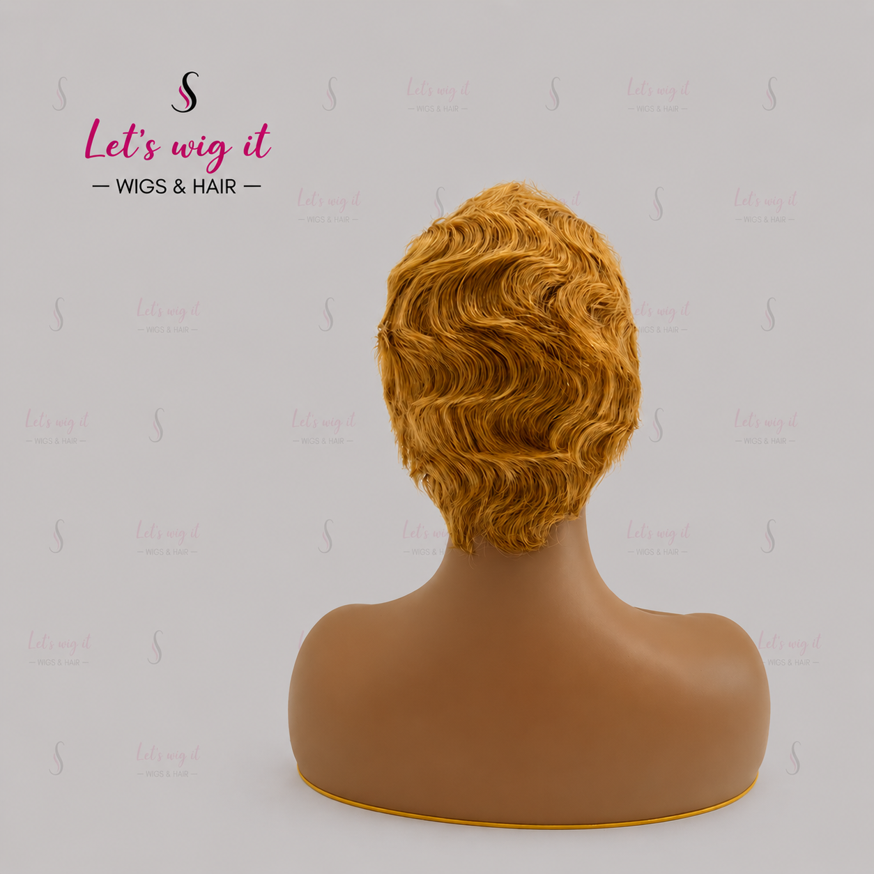 150% Density Vintage Honey Blonde Finger Ocean Wave Glueless Bob Wig 6 Inch