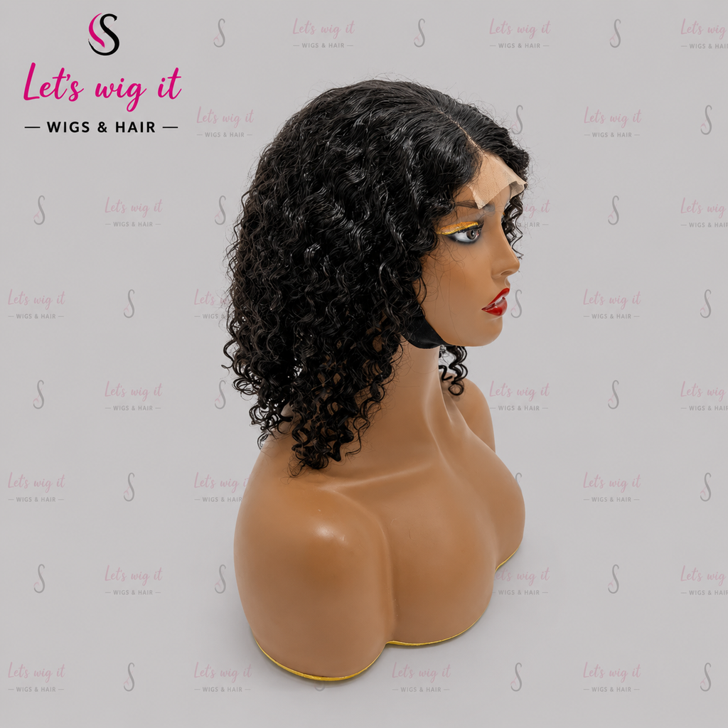 150% Density 4x4 Side Part Closure Wig Water Wave 12 Inch